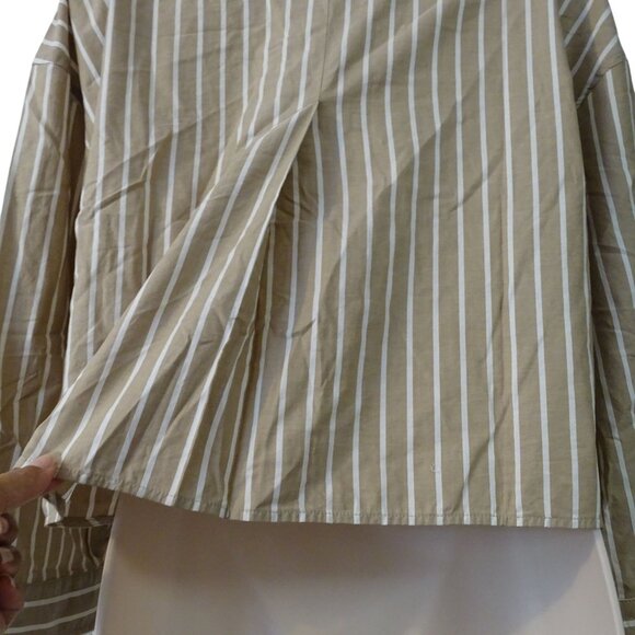 Everlane Woven Cotton Pajama Top Women Size XS Brown Stripe Button Up Long Slv - Picture 5 of 8